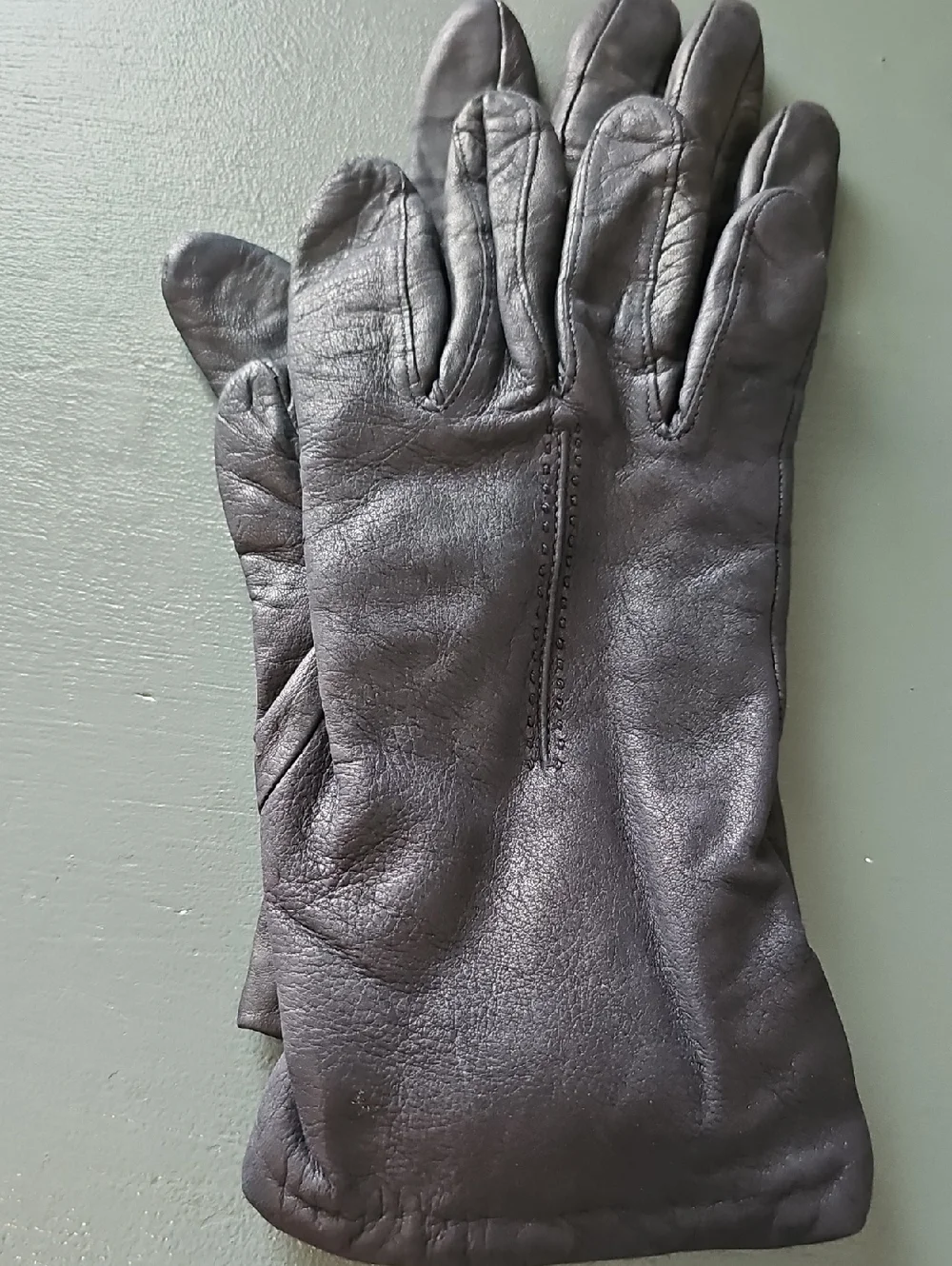 Grandoe Vintage Leather Knit Lined Gloves Womens Size 7.5 Black Winter Classic